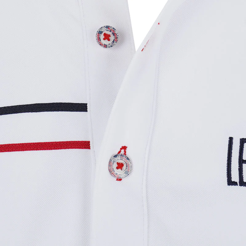 LE COQ SPORTIF GOLF Pique Men's Long Sleeve Polo (White) - Image 3