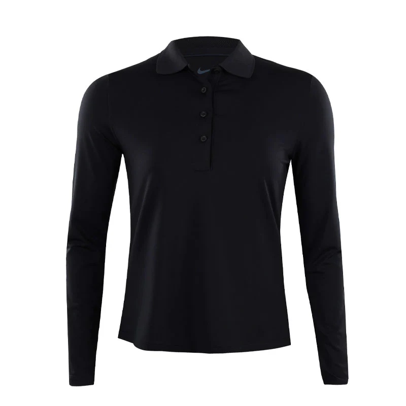 NIKE Club Dri-FIT Women's Long Sleeve Polo (Black)