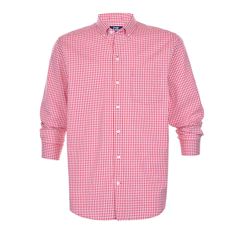 CUTTER & BUCK Stretch Gingham Men's Longlseeve Shirt (Cardinal Red)