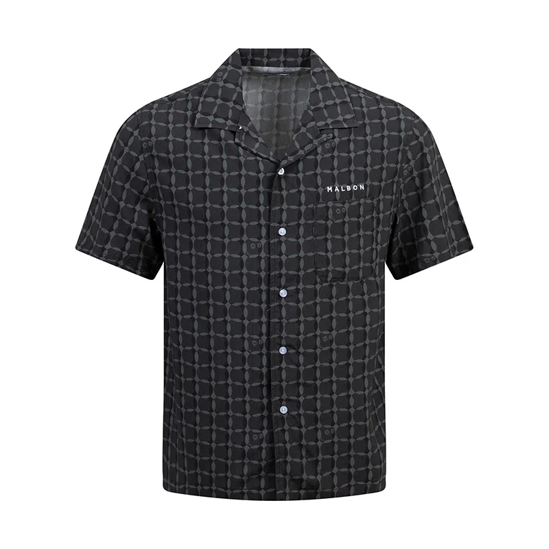 MALBON GOLF Rattan Rayon Men's Shirt (Onyx)