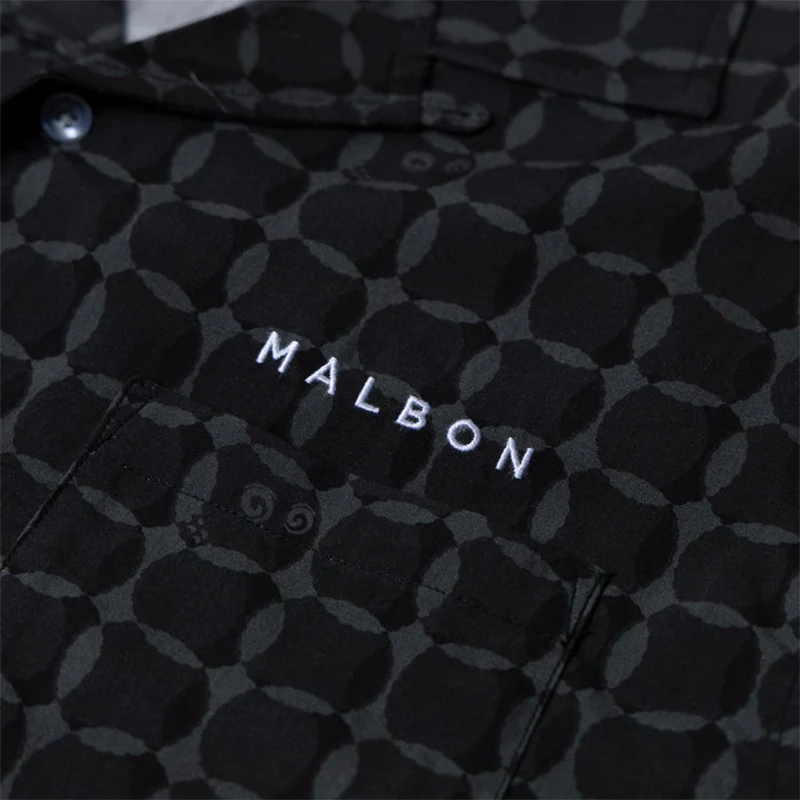 MALBON GOLF Rattan Rayon Men's Shirt (Onyx) - Image 3