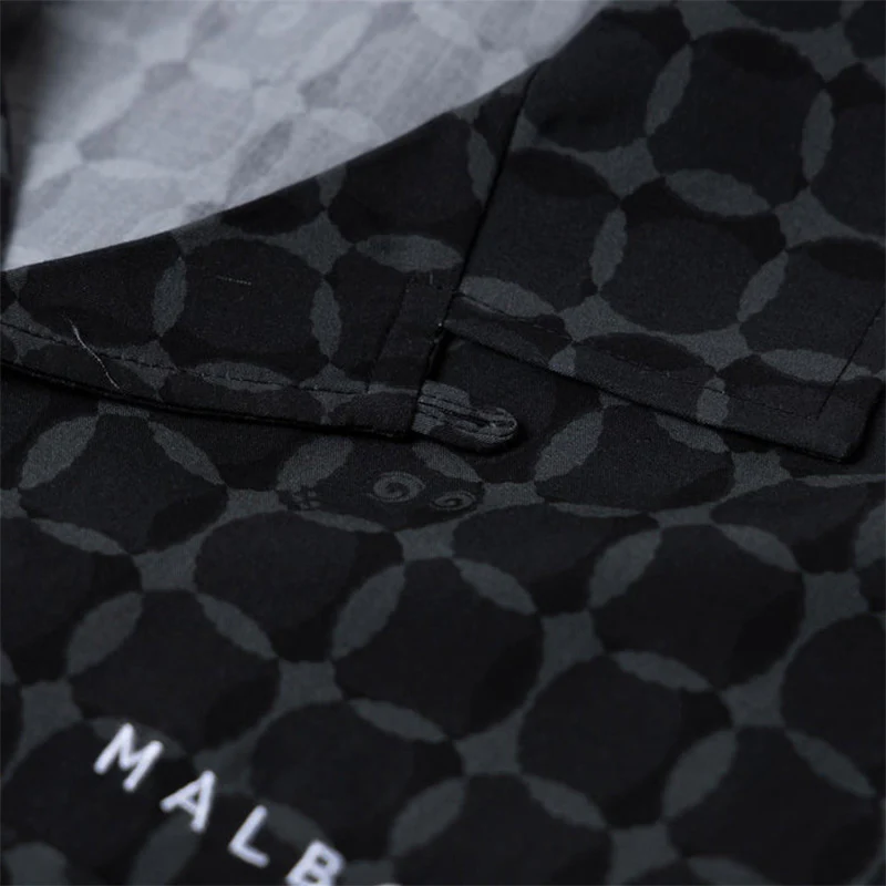 MALBON GOLF Rattan Rayon Men's Shirt (Onyx) - Image 4