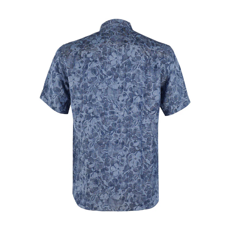 PETER MILLAR Amalfi Linen Men's Sport Shirt (Indigo) - Image 2