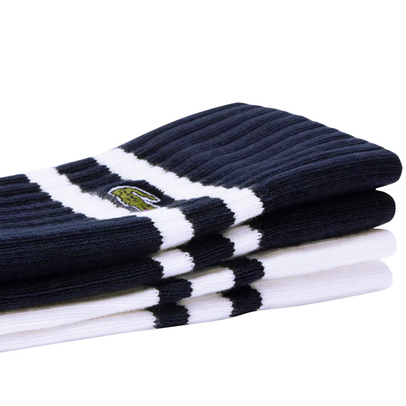 LACOSTE Ribbed Cotton Socks (Navy/Flour) - Image 4