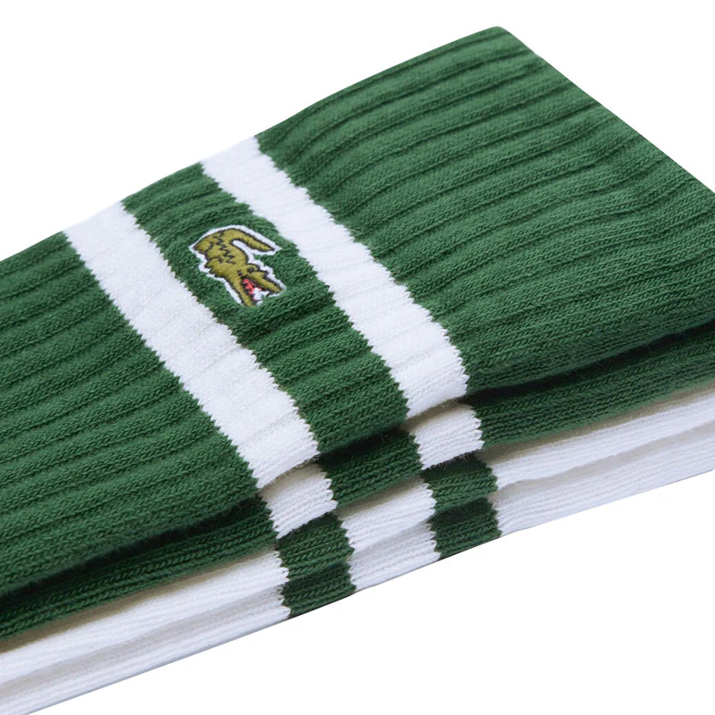 LACOSTE Ribbed Cotton Socks (Green/Flour) - Image 4