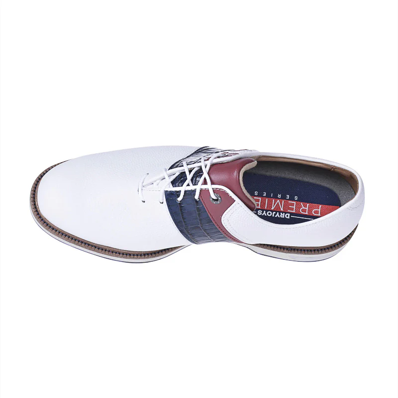 FOOTJOY Premiere Series Packard Men's Spiked Shoes (White/Navy/Red) - Image 3