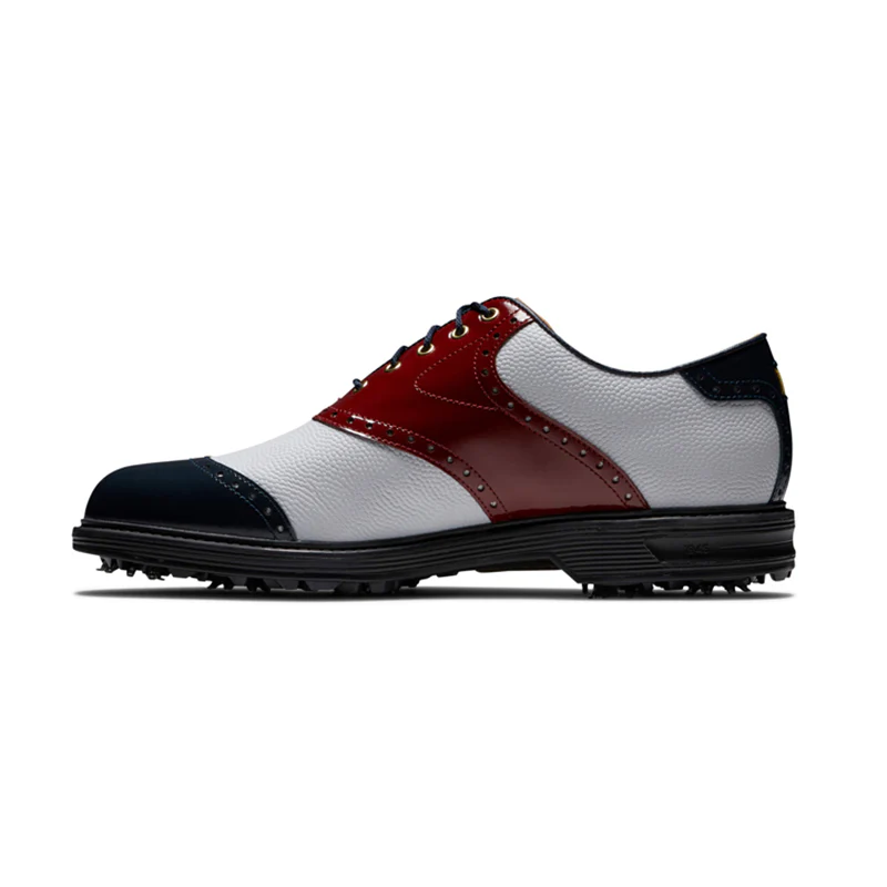 FOOTJOY Master 100 Years Premiere Men's Spiked Shoes (White/Navy/Red) - Image 2