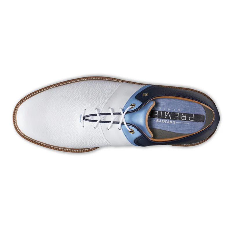 FOOTJOY Premiere Series Men's Spiked Shoes (White/Blue) - Image 3