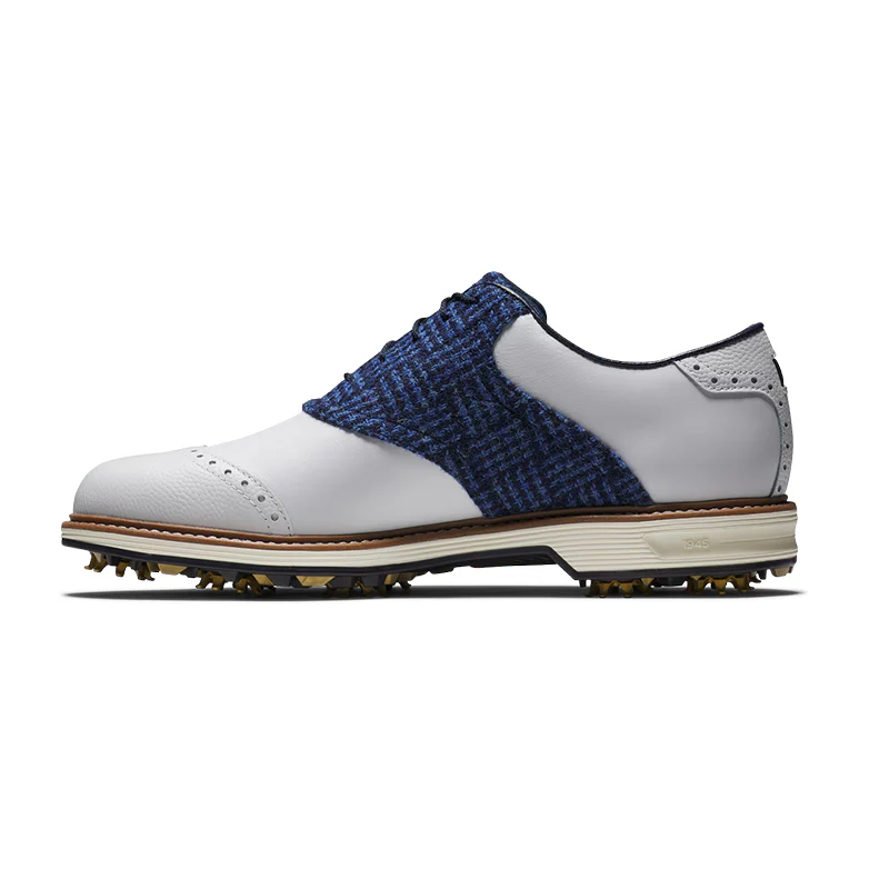 FOOTJOY Haris Tweed Wilcox The Open Men's Spiked Shoes (White/Blue) - Image 4