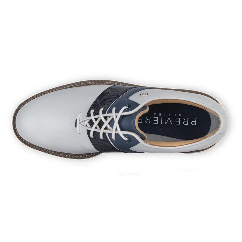 FOOTJOY Premiere Packard Men's Spiked Shoes (White/Blue/White) - Image 3