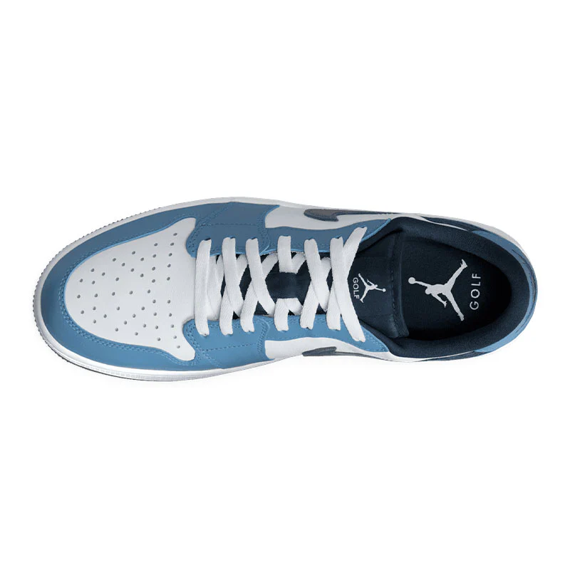 NIKE Air Jordan 1 Low Men's Spikeless Shoes (White/Navy) - Image 3