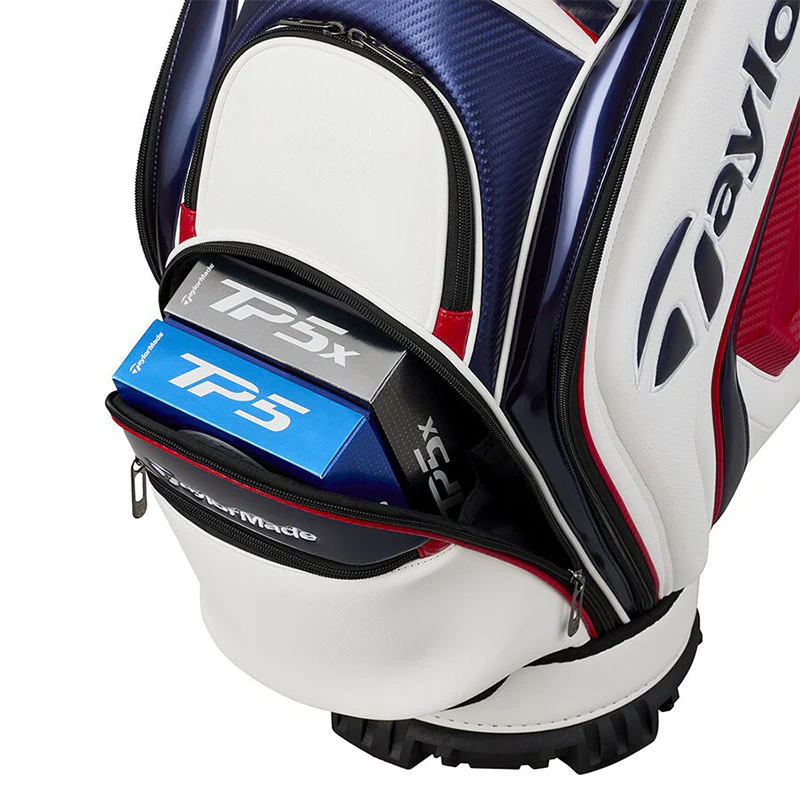 TAYLORMADE 9.5" Auth-Tech Cart Bag (White/Navy/Red) - Image 3
