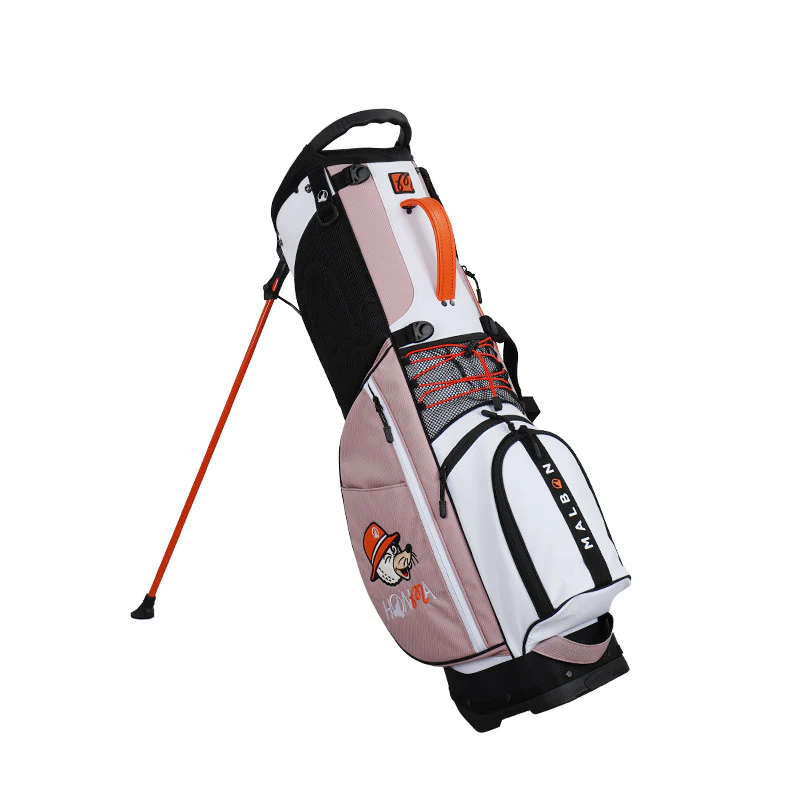 HONMA x Malbon Golf Performance 9" Stand Bag (Pink/White/Black) - Image 2