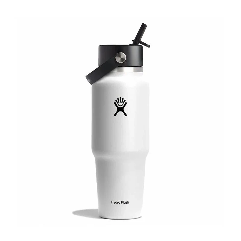 HYDRO FLASK Wide Mouth Travel Bottle With Flex Straw Cap 32oz (White)